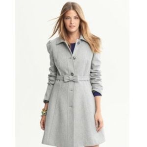 Banana Republic Grey Belted Bow Wool Coat XS